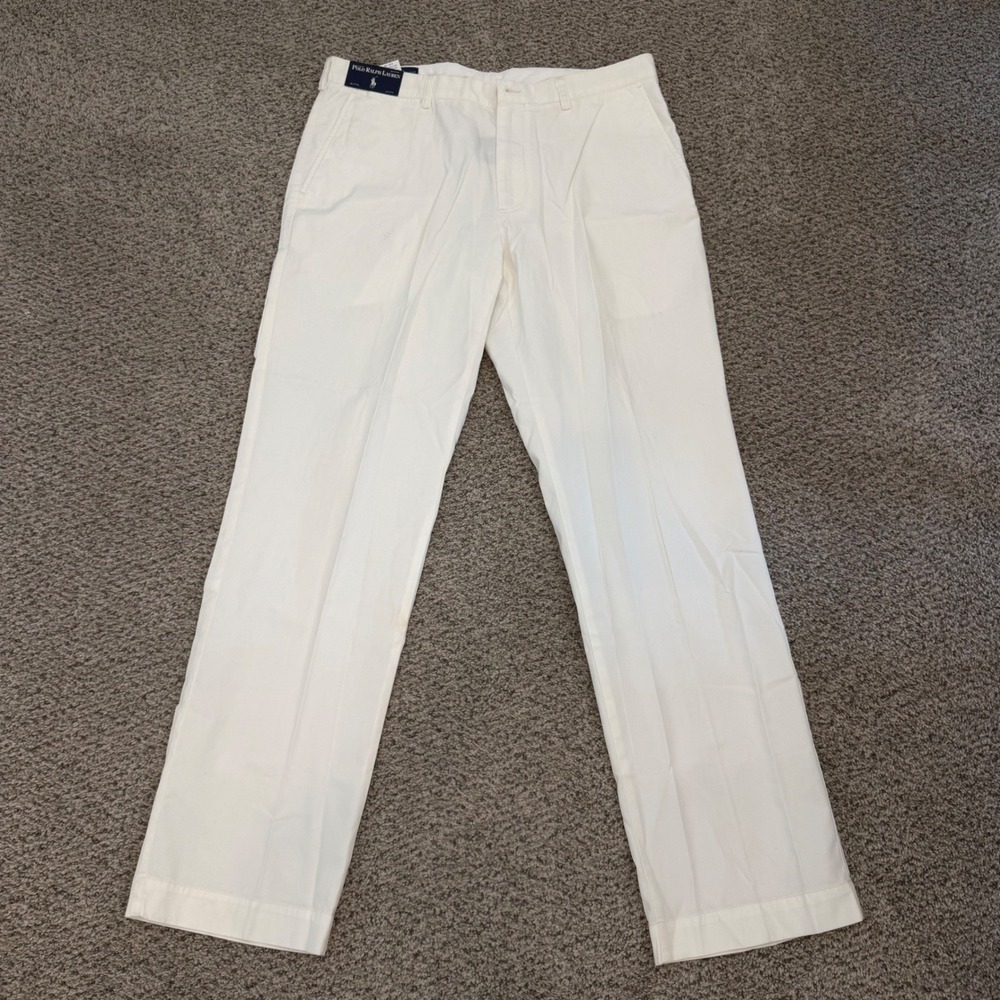 Polo Ralph Lauren Baxter CRM Mens Chinos Cream White Cotton Pants 36x34 NWT - Picture 1 of 10